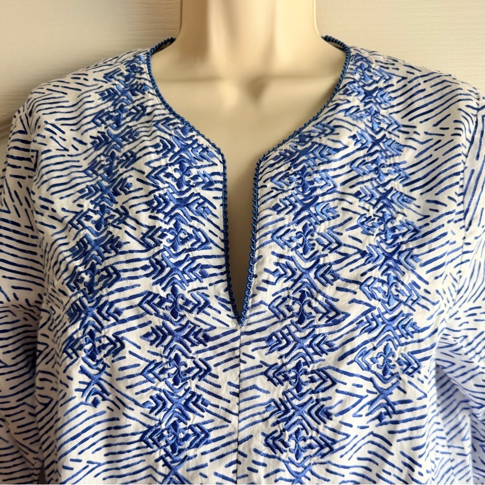 Oscar de la Renta Embroidered Kaftan Coverup - Picture 2 of 8